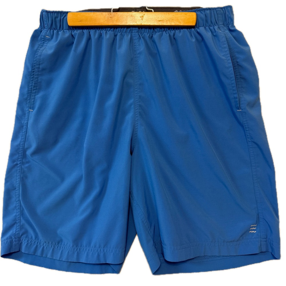 FREE FLY Shorts Men's M Blue Polyester Blend Elastic Waist Logo